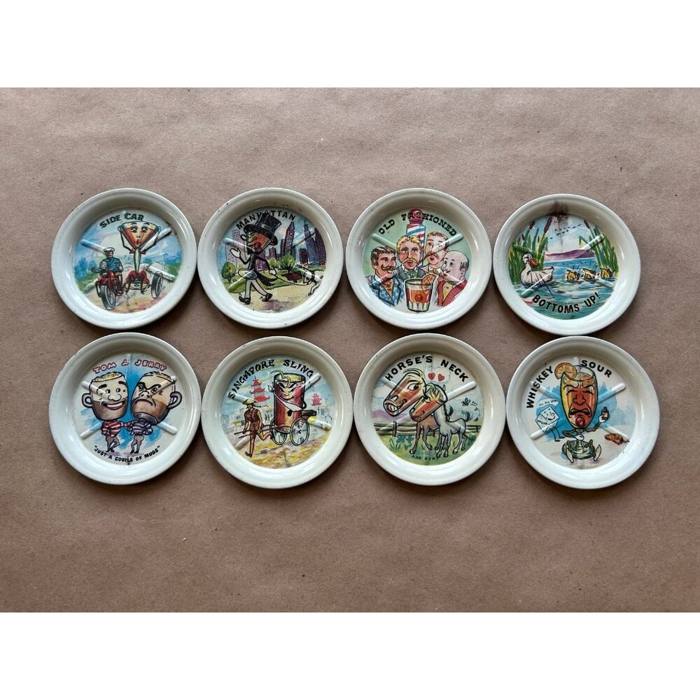 Vintage Metal Bar Coasters 1950's